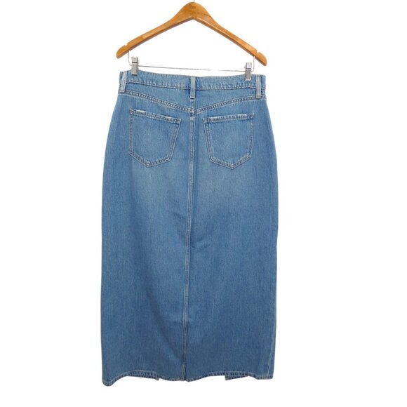NWT Old Navy Blue Denim Whiskered Maxi Skirt 10 Y2K Soft Utility Street Style - Picture 3 of 9